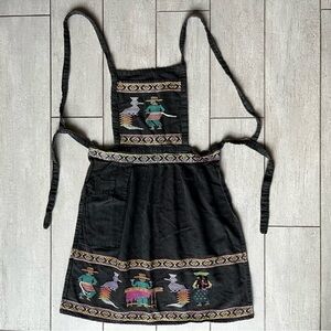 Vintage Handmade Hand Stitch Embroidered Half Apron Guatemala Indigenous People